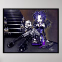Gabriella Gothic Blue Skull Angel Poster print