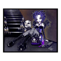 Gabriella Gothic Blue Skull Angel Poster posters