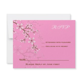 Gabriella Pink Blossoms Bat Mitzvah RSVP invitation