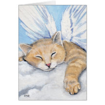 Gabrielle, Angel Cat in Clouds Painting Note Card