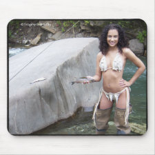 Gal Holding a Grayling Mouse Pad mousepad