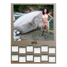 Gal Holding a Grayling Poster Calendar print