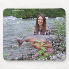 Gal Holding a King Salmon Mouse Pad 2 mousepad