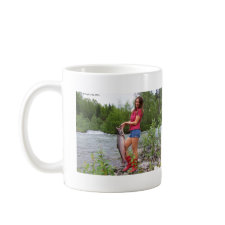 Gal Holding a King Salmon Mug mug