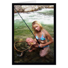 Gal Holding a Netted Rainbow Trout Card 2 card