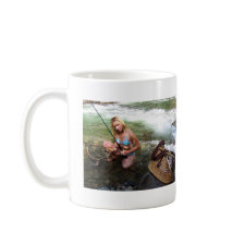 Gal Holding a Netted Rainbow Trout Mug mug