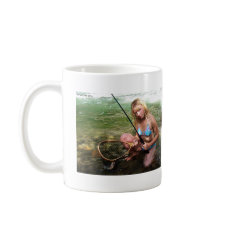 Gal Holding a Netted Rainbow Trout Mug 2 mug