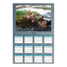 Gal Holding a Netted Rainbow Trout Poster Calendar print