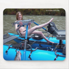 Gal Holding a Red Salmon Mouse Pad mousepad