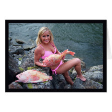Gal Holding a Rockfish Horizontal Card card