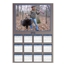Gal Holding a Turkey Poster Calendar print