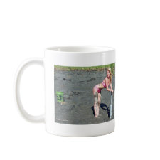 Gal Leaning on a Clam Gun Mug mug
