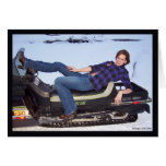 Gal Lying on a Snowmobile Horizontal Card