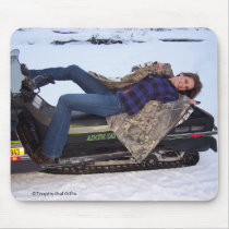 Gal Lying on a Snowmobile Mouse Pad
