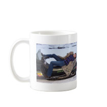 Gal Lying on a Snowmobile Mug