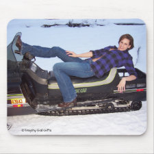 Gal on a Snowmobile Mouse Pad mousepad
