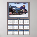 Gal on a Snowmobile Poster Calendar