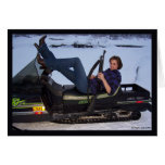 Gal on a Snowmobile with Gun Horizontal Card