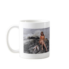 Gal Sitting by Pink Salmon Mug mug