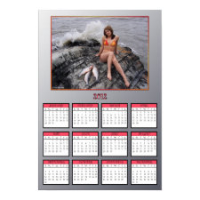 Gal Sitting by Pink Salmon Poster Calendar print