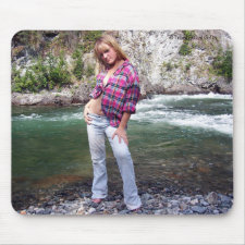 Gal Standing by a River Mouse Pad mousepad