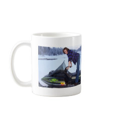 Gal Standing on a Snowmobile Mug mug