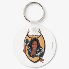 Gal with a Deer Rack Basic Round Keychain keychain