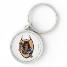 Gal with a Deer Rack Premium Keychain keychain