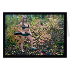 Gal with a Spruce Grouse Horizontal Card card