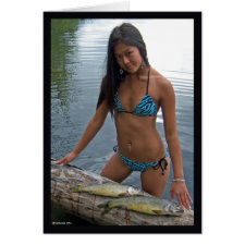 Gal with Lake Trout Card card