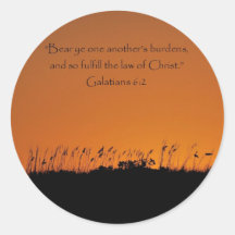 Galations 6:2 round stickers