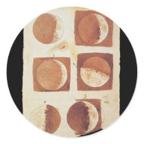 Galileo moon phases 1616 round sticker