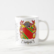 Galindo, Origin, Meaning and the Crest on a mug