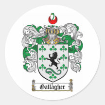 GALLAGHER FAMILY CREST -  GALLAGHER COAT OF ARMS STICKERS