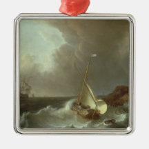 Galleon in Stormy Seas Christmas Ornaments