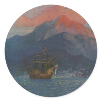 Galleon on the Spanish Main Round Sticker