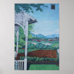 Gallo y poster del campo de granja