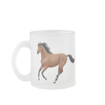Galloping Bay Horse Frosted Mug by twopurringcats Galloping Bay Horse Frosted Mug