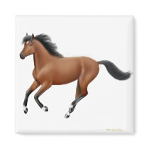 Galloping Bay Horse Magnet by twopurringcats Galloping Bay Horse Magnet