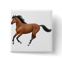 Galloping Bay Horse Pin buttons by twopurringcats Galloping Bay Horse Pin buttons