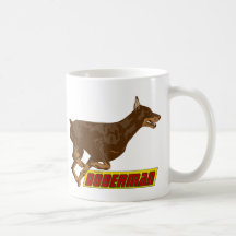 Galloping Doberman red Coffee Mugs