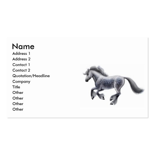 Galloping Draft Horse Business Card (front side)