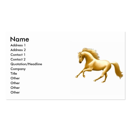 Galloping Golden Horse Business Card Template (front side)