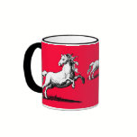 Galloping Horses Elegant Red and Black mugs