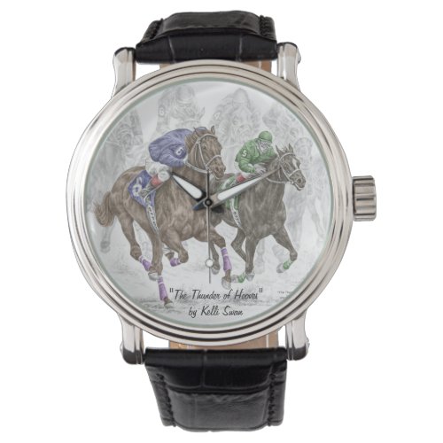 Galloping Race Horses Wrist Watch