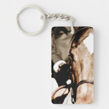 Galloping White Horse in the Snow Keychain