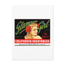 Galmour Girl California Vegetables postcards by AllVintage Galmour Girl California Vegetables postcards