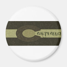 Galt's Gulch - Gray and Gold Combo Design Fridge Magnets