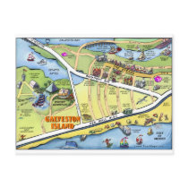 Galveston Texas Cartoon Map postcards
