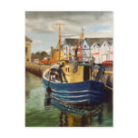 Galway City Commercial Boat Waterscape Painting Post Cards